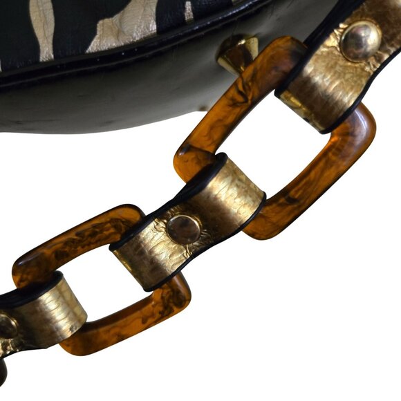 Betsey Johnson Vintage Y2K Betseyville Leopard Print Tortoise Chain Bag Tag Bag - Picture 6 of 11